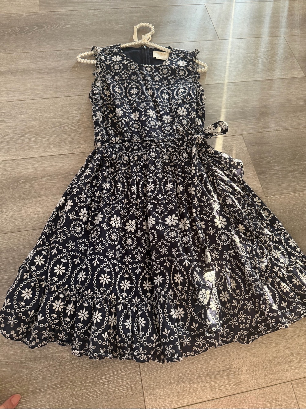 kate spade Navy Dress with White Floral Embroidery
